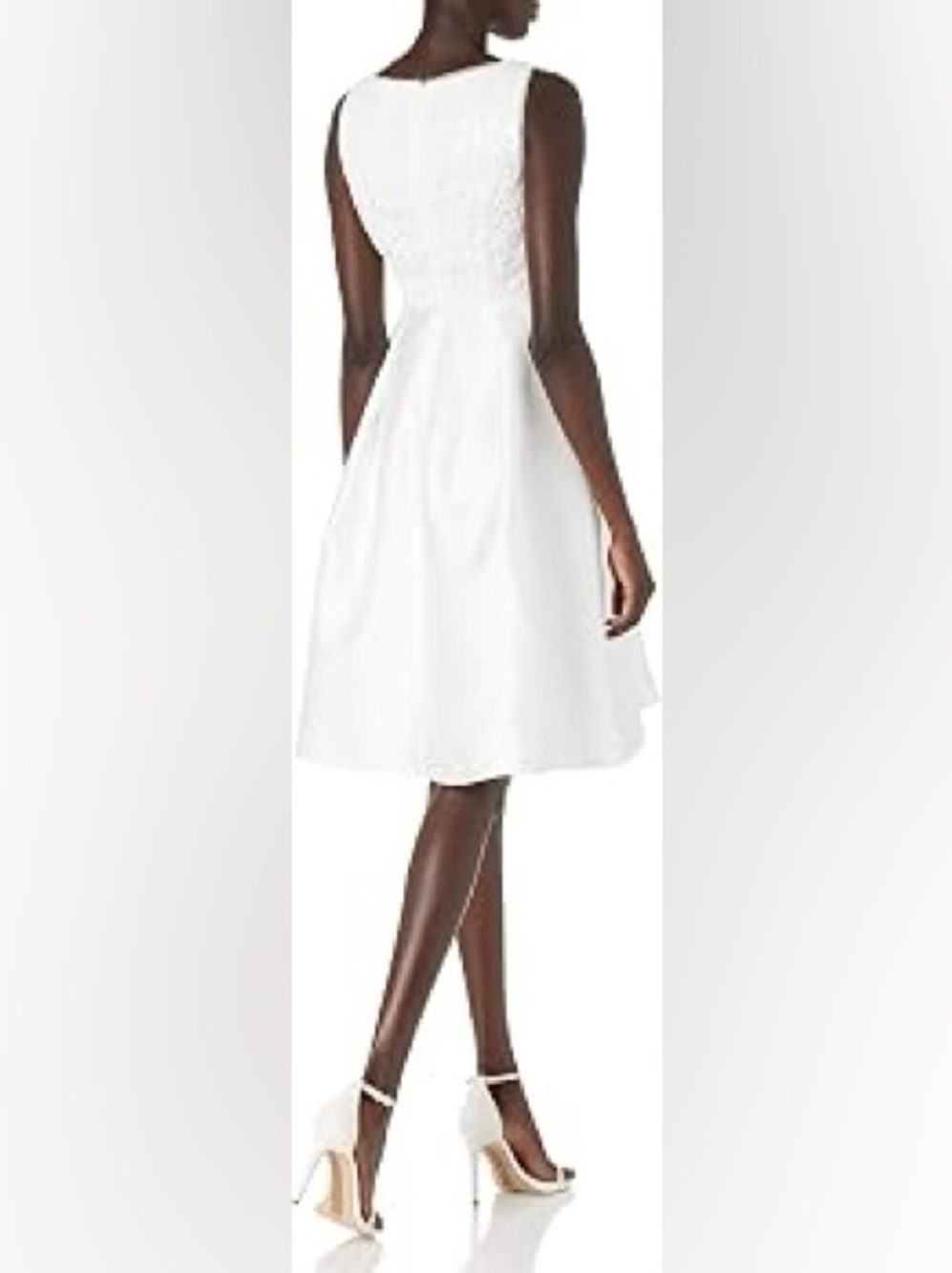 Adrianna Papell White Lace Bodice A-Line Dress Skirt - Picture 2 of 12